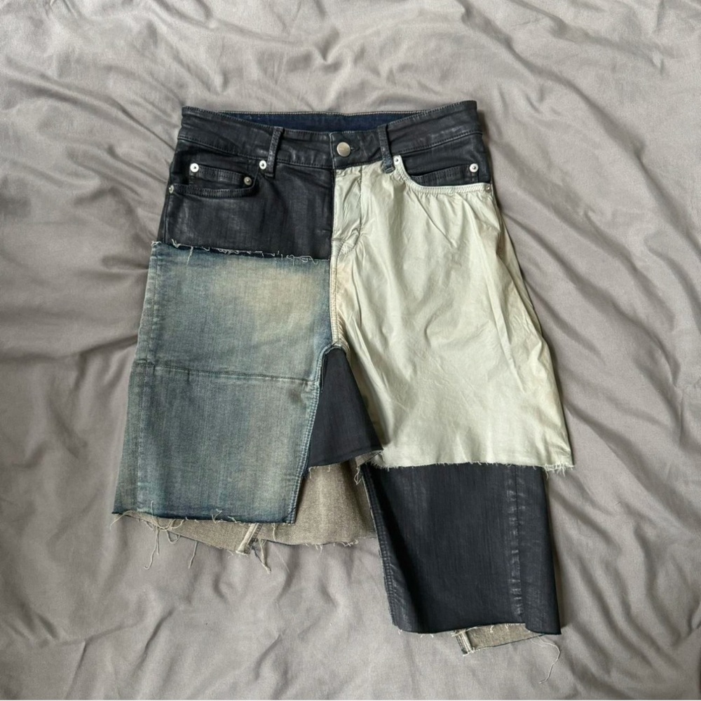 Rick Owens patchwork denim skirt